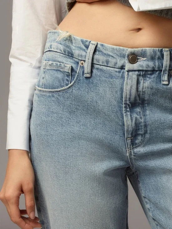 Good American Mid-Rise Weekender Light Wash Jeans